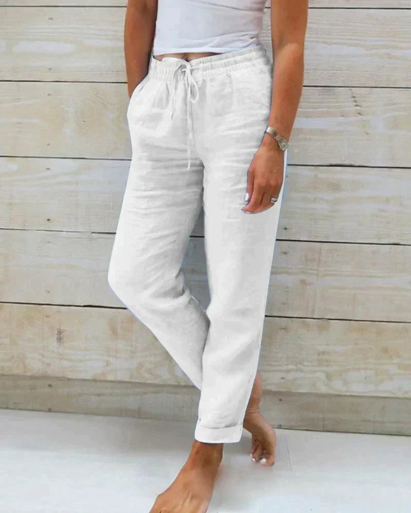 Stylische und lässige Damen Leinen Hose