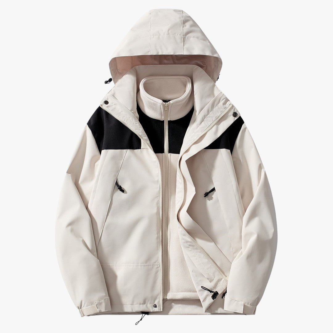 3-in-1 Winterjacke aus Fleece mit Kapuze für Damen | Kurz