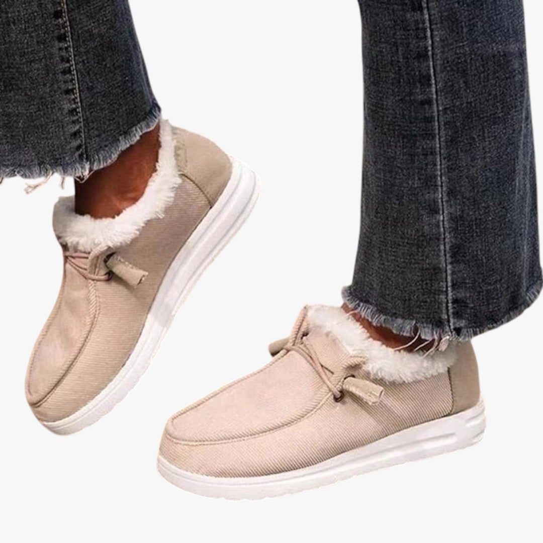 Damen Slip-On Winterschuhe mit Futter und Schnürung