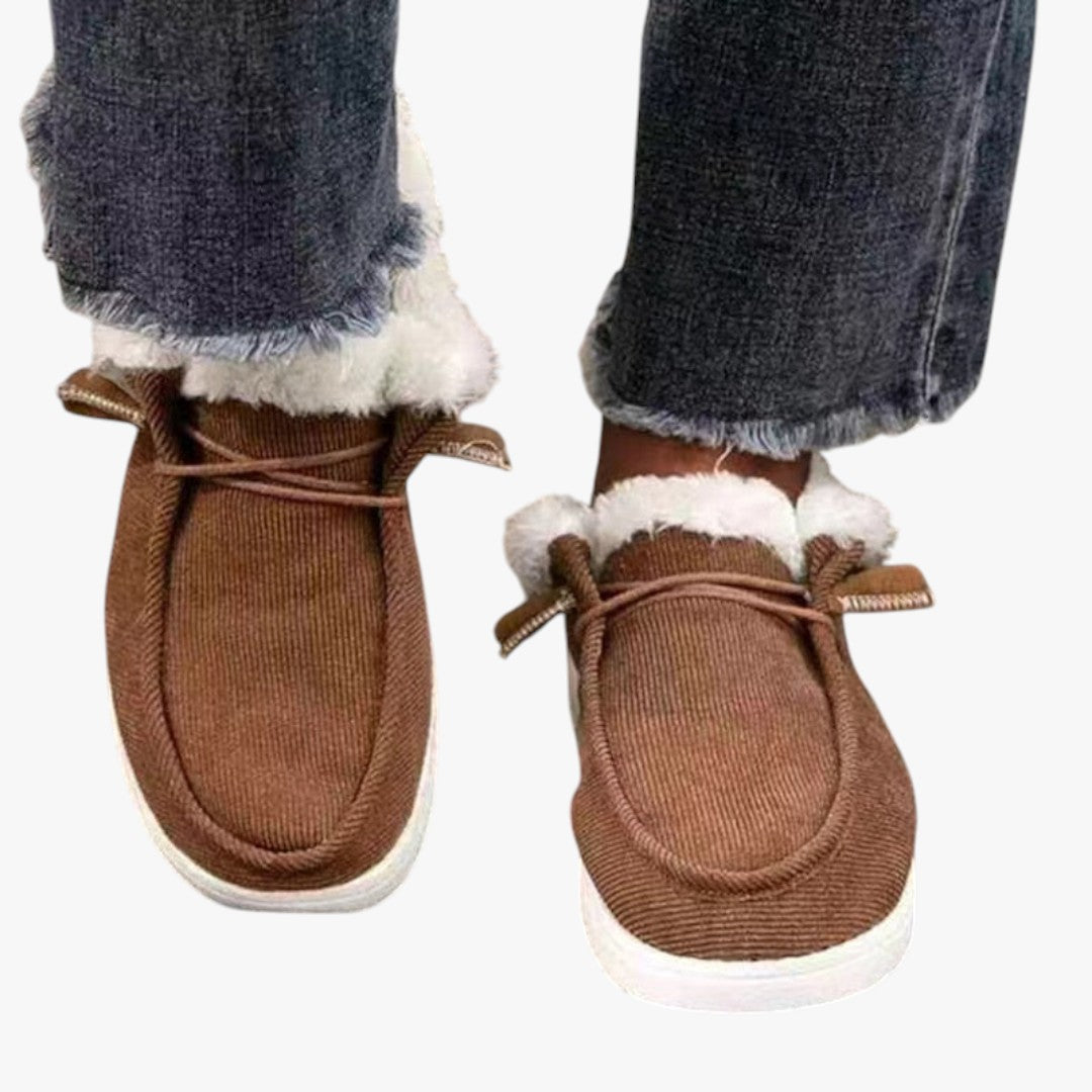Damen Slip-On Winterschuhe mit Futter und Schnürung
