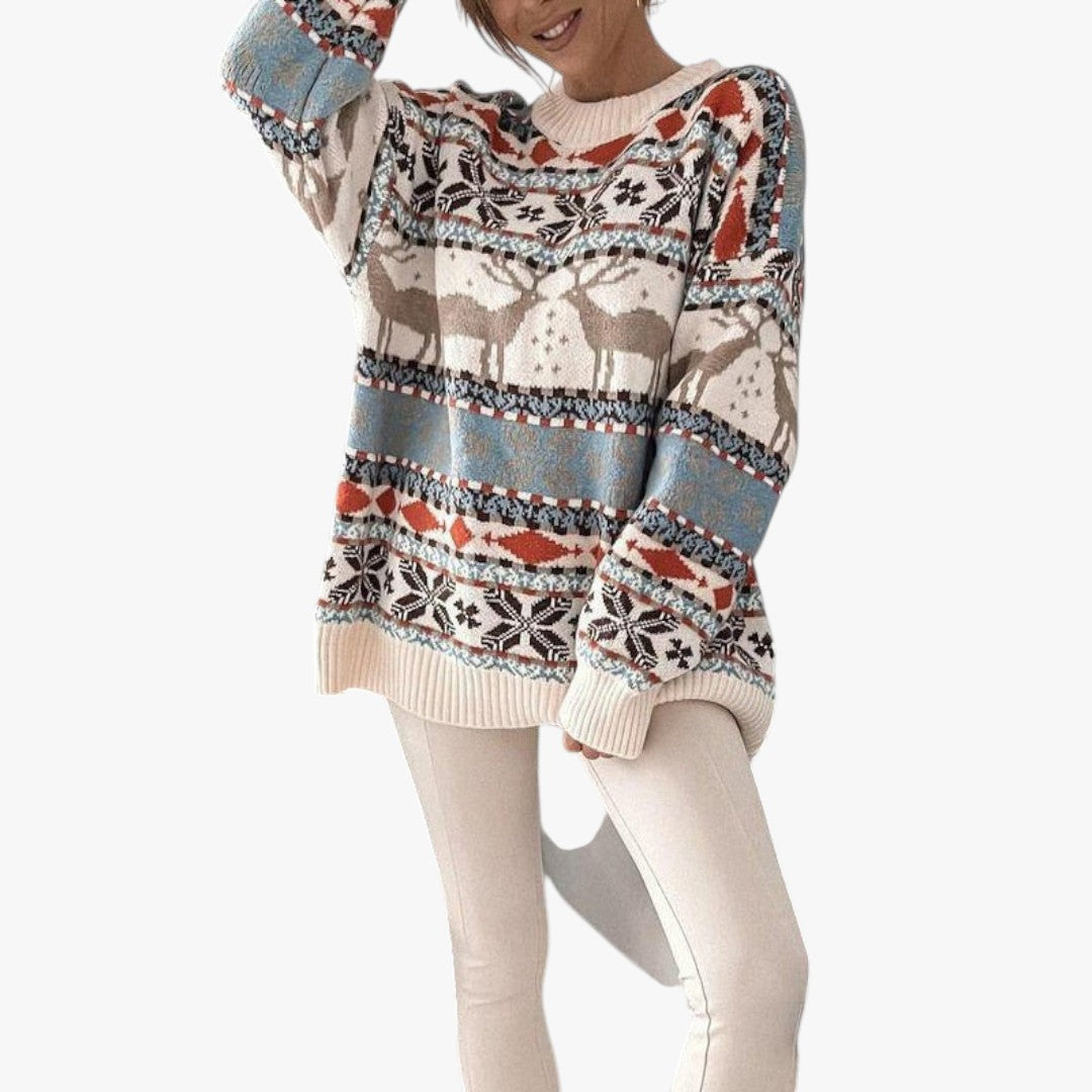 Damen Winter Weihnachtspullover Oversize
