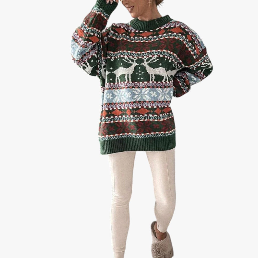 Damen Winter Weihnachtspullover Oversize