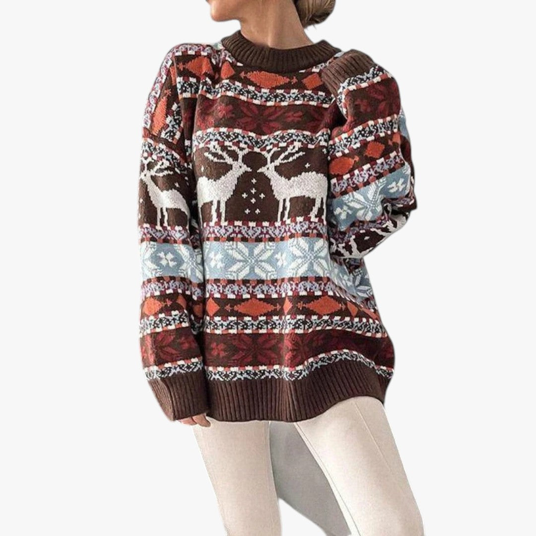 Damen Winter Weihnachtspullover Oversize