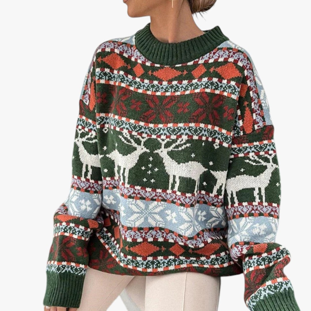 Damen Winter Weihnachtspullover Oversize