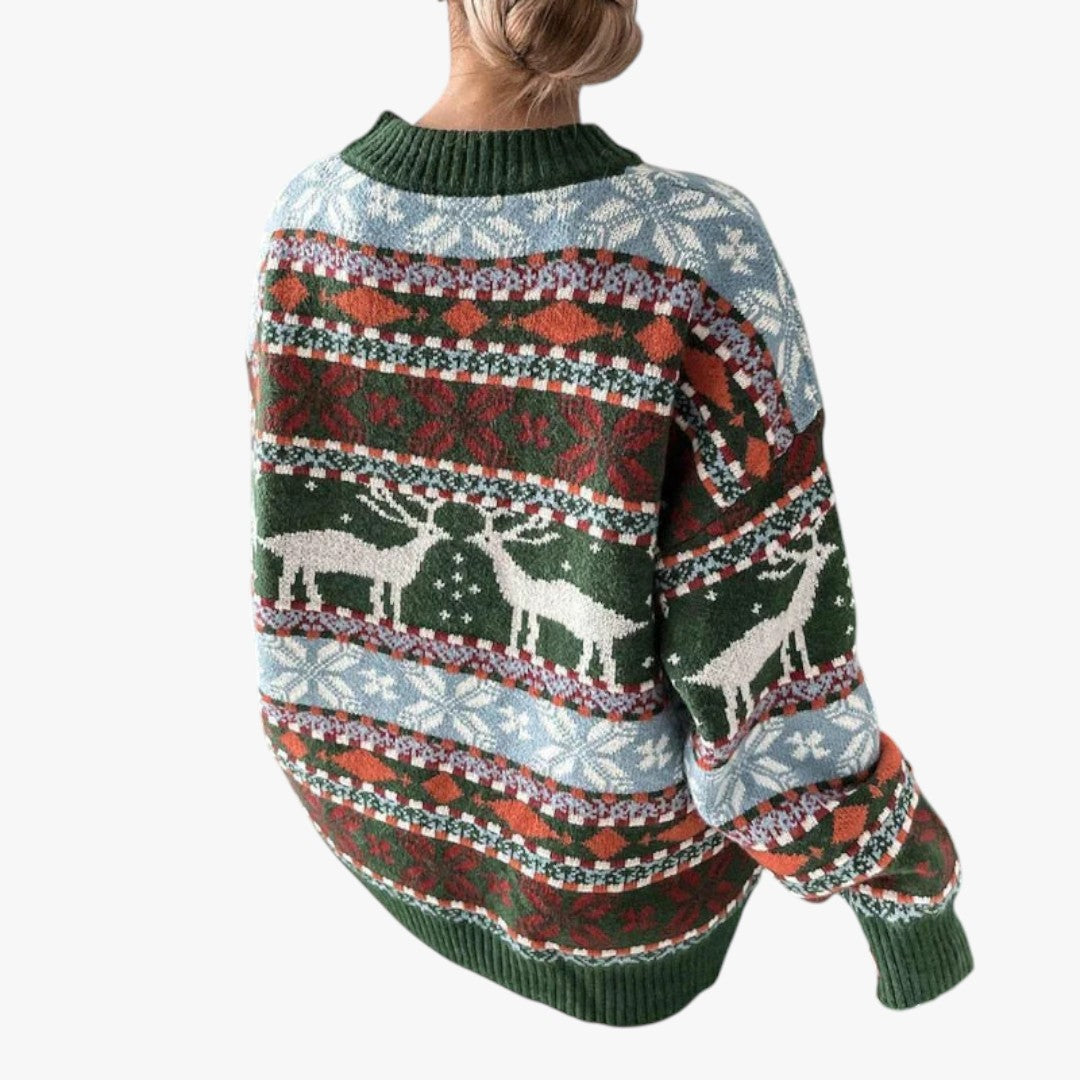 Damen Winter Weihnachtspullover Oversize