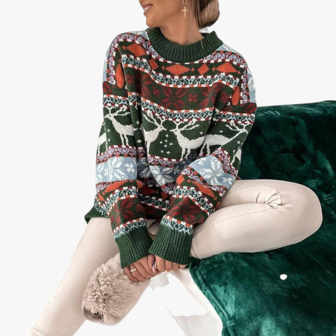 Damen Winter Weihnachtspullover Oversize