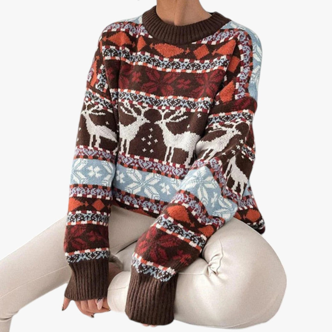 Damen Winter Weihnachtspullover Oversize