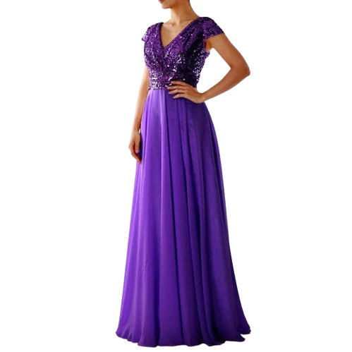 Damen Ballkleid mit Pailletten für Weihnachten | Maxi