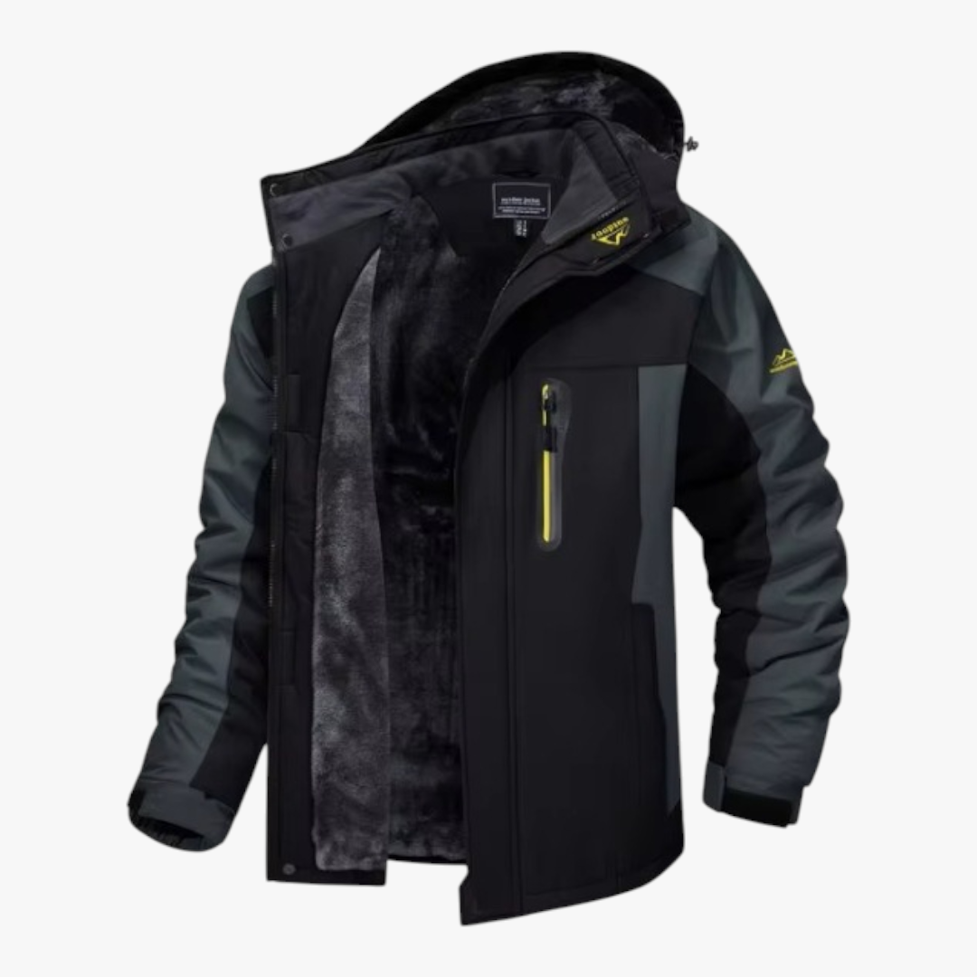 Herren Fleece Winterjacke mit Kapuze und Reißverschluss | Kurz