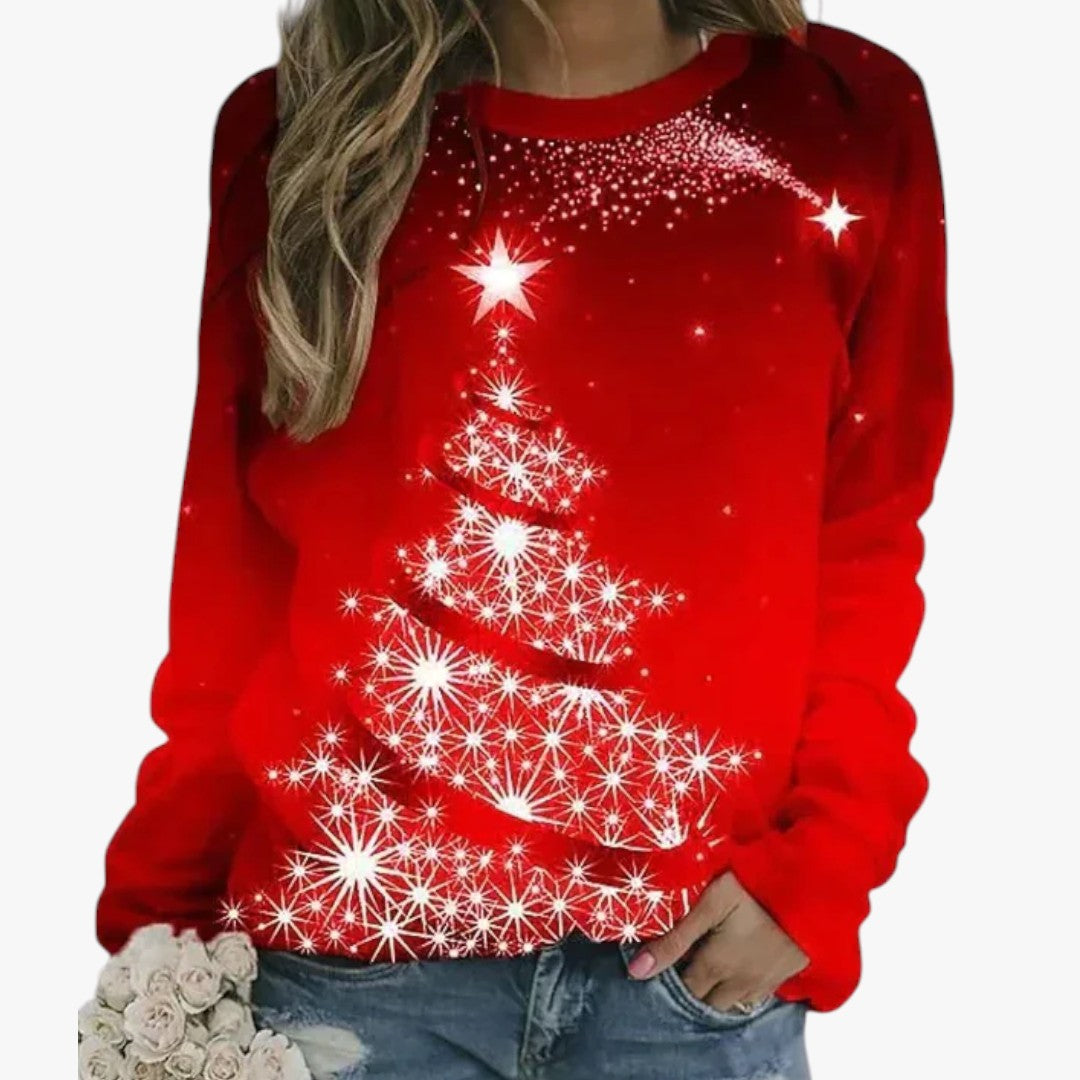 Damen Winter-Weihnachtspullover mit Rentier-Print