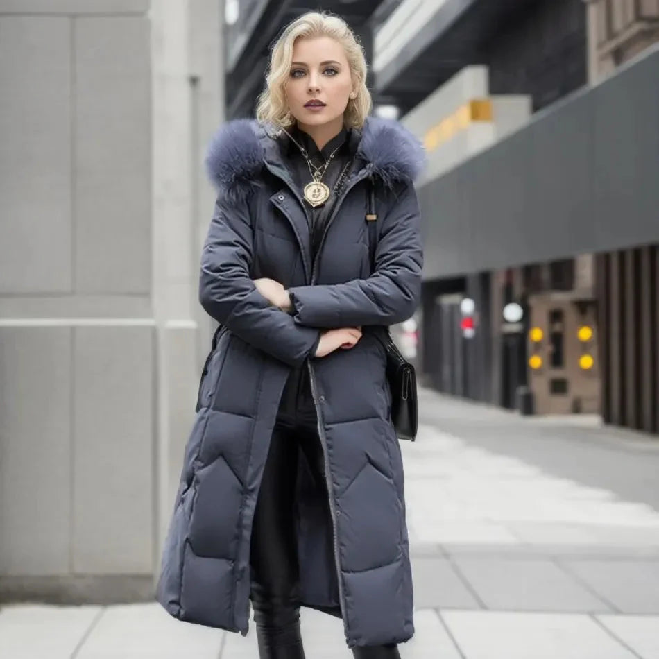 Damen-Winterdaunenjacke mit Kapuze | Mantel