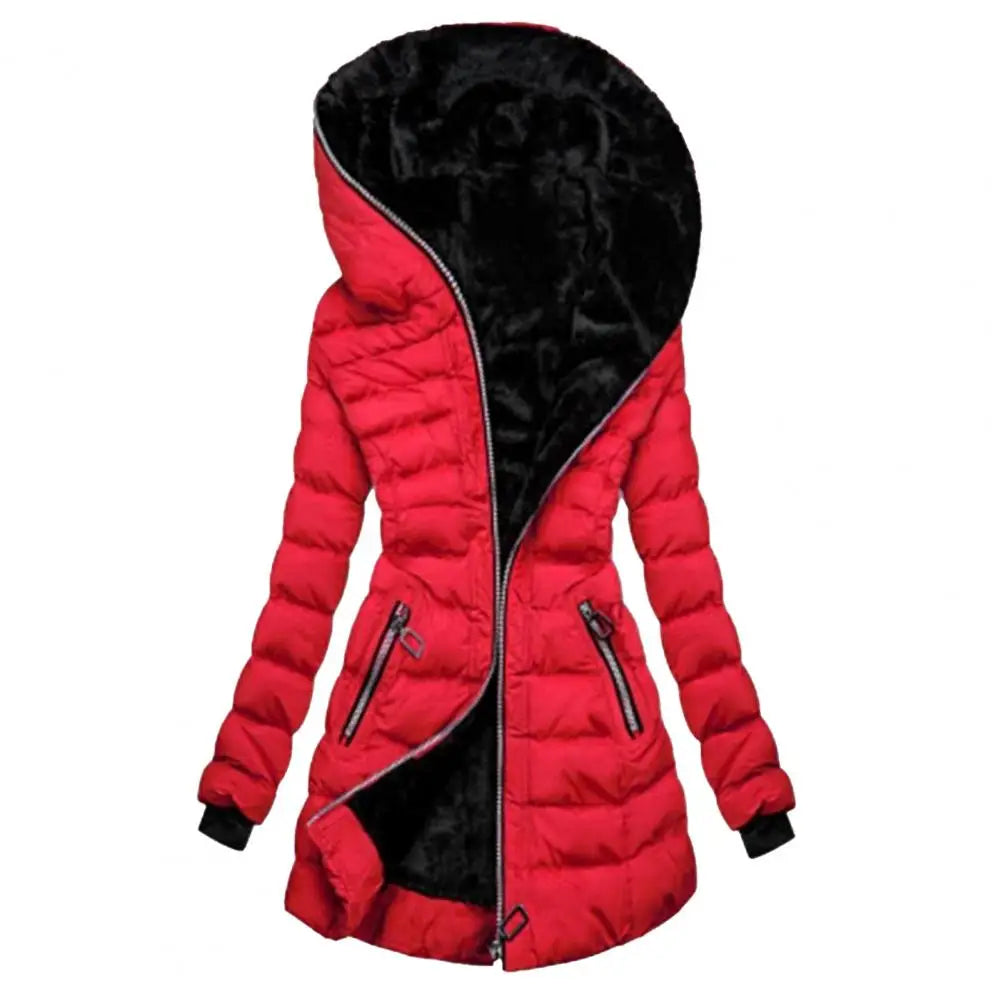 Damen Daunen Winterjacke mit Kapuze | lang