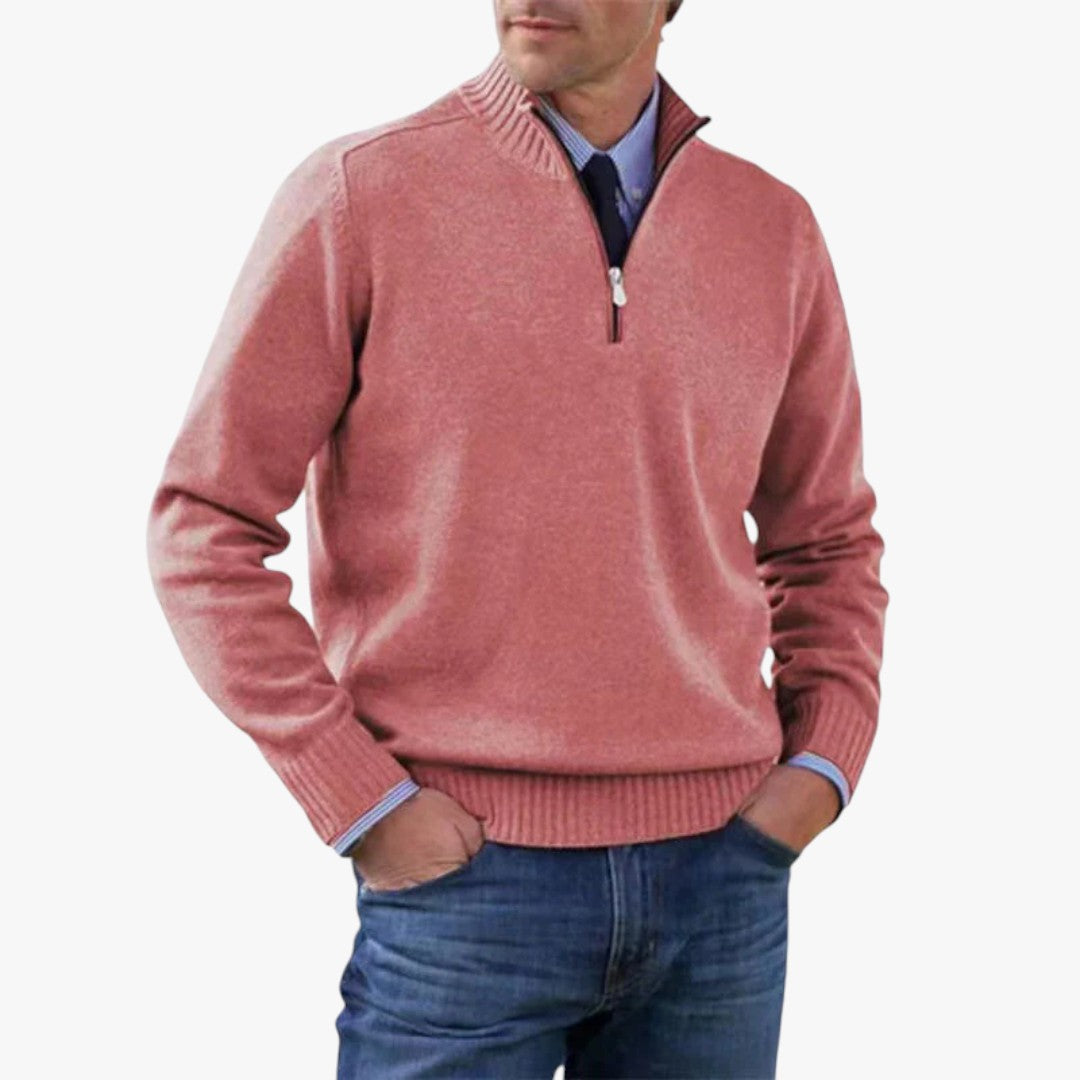 Herren-Winterpullover mit Reißverschluss und langen Ärmeln