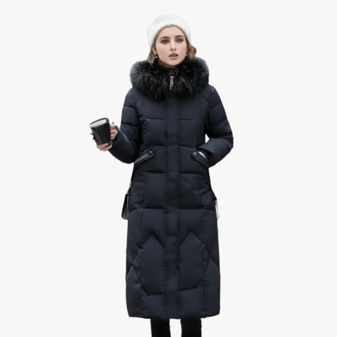 Damen-Winterdaunenjacke mit Kapuze | Mantel