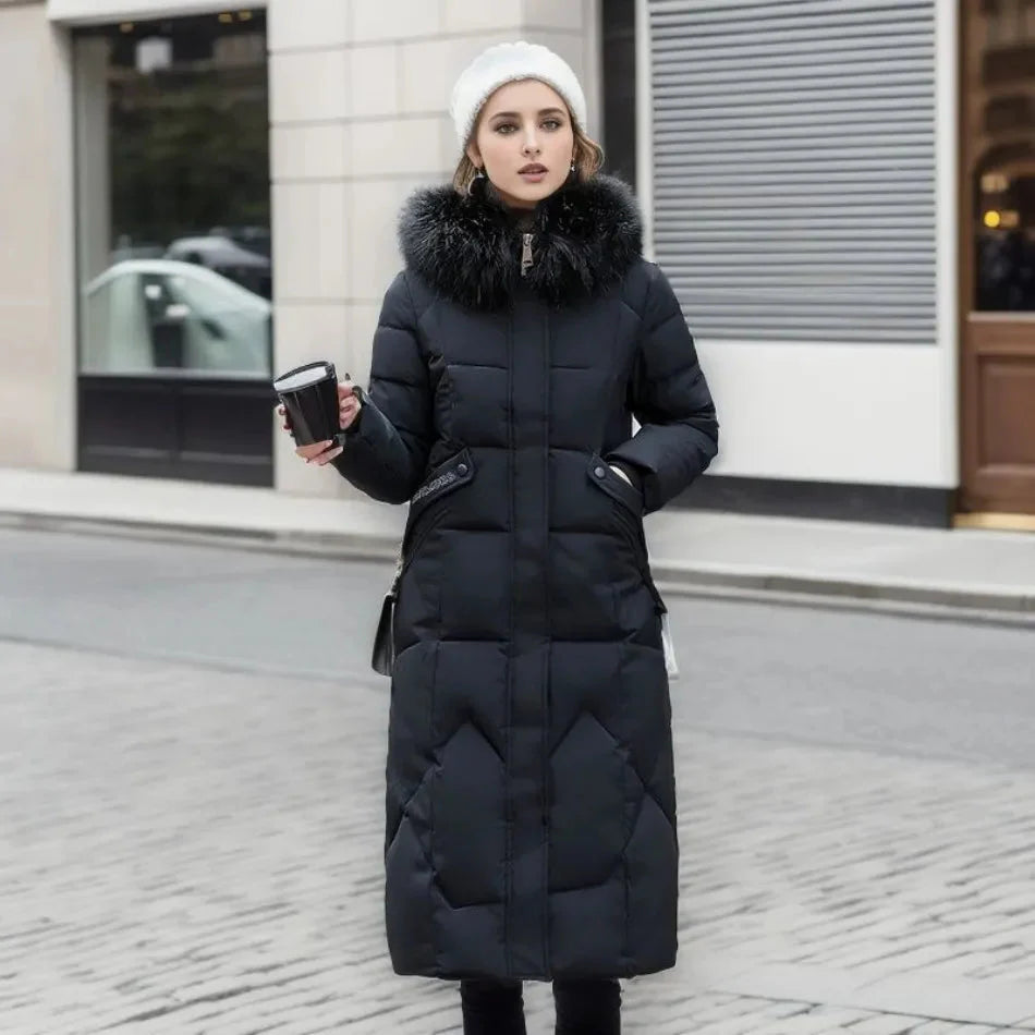 Damen-Winterdaunenjacke mit Kapuze | Mantel
