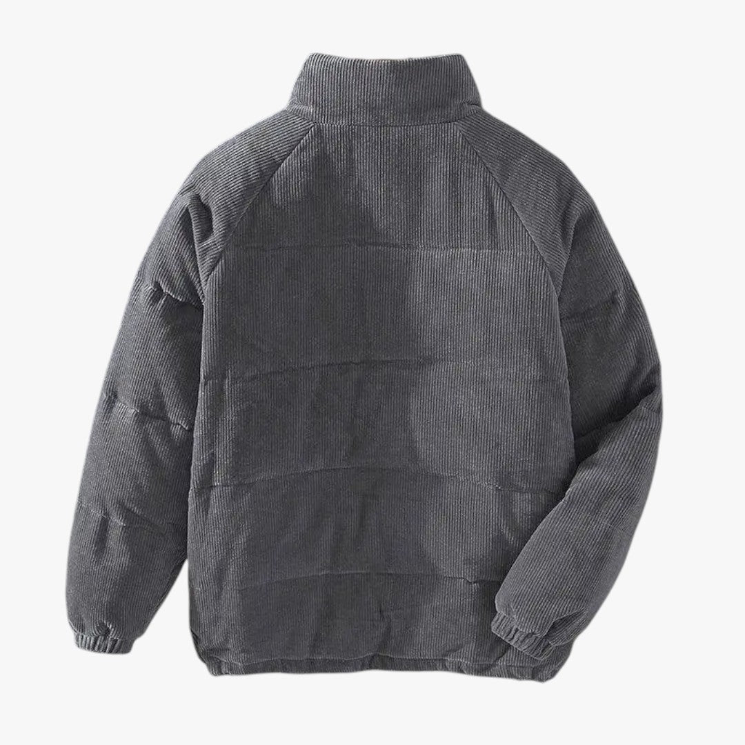 Herren Winterjacke aus Cord mit Reißverschluss und Druckknöpfen