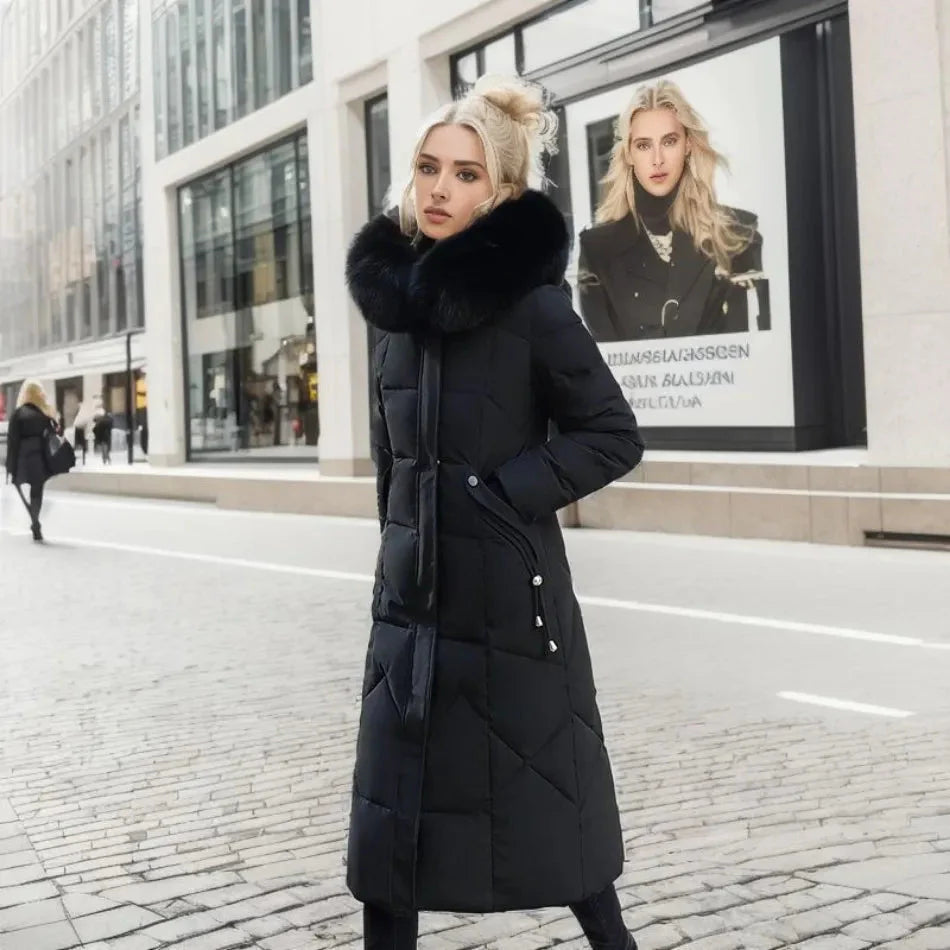 Damen-Winterdaunenjacke mit Kapuze | Mantel