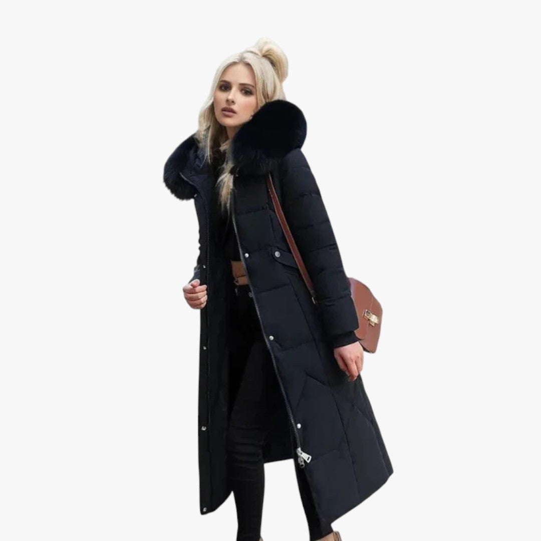 Damen-Winterdaunenjacke mit Kapuze | Mantel