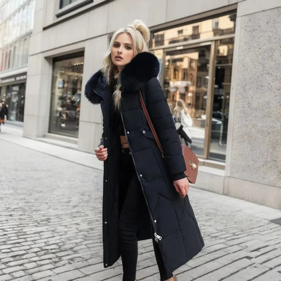 Damen-Winterdaunenjacke mit Kapuze | Mantel