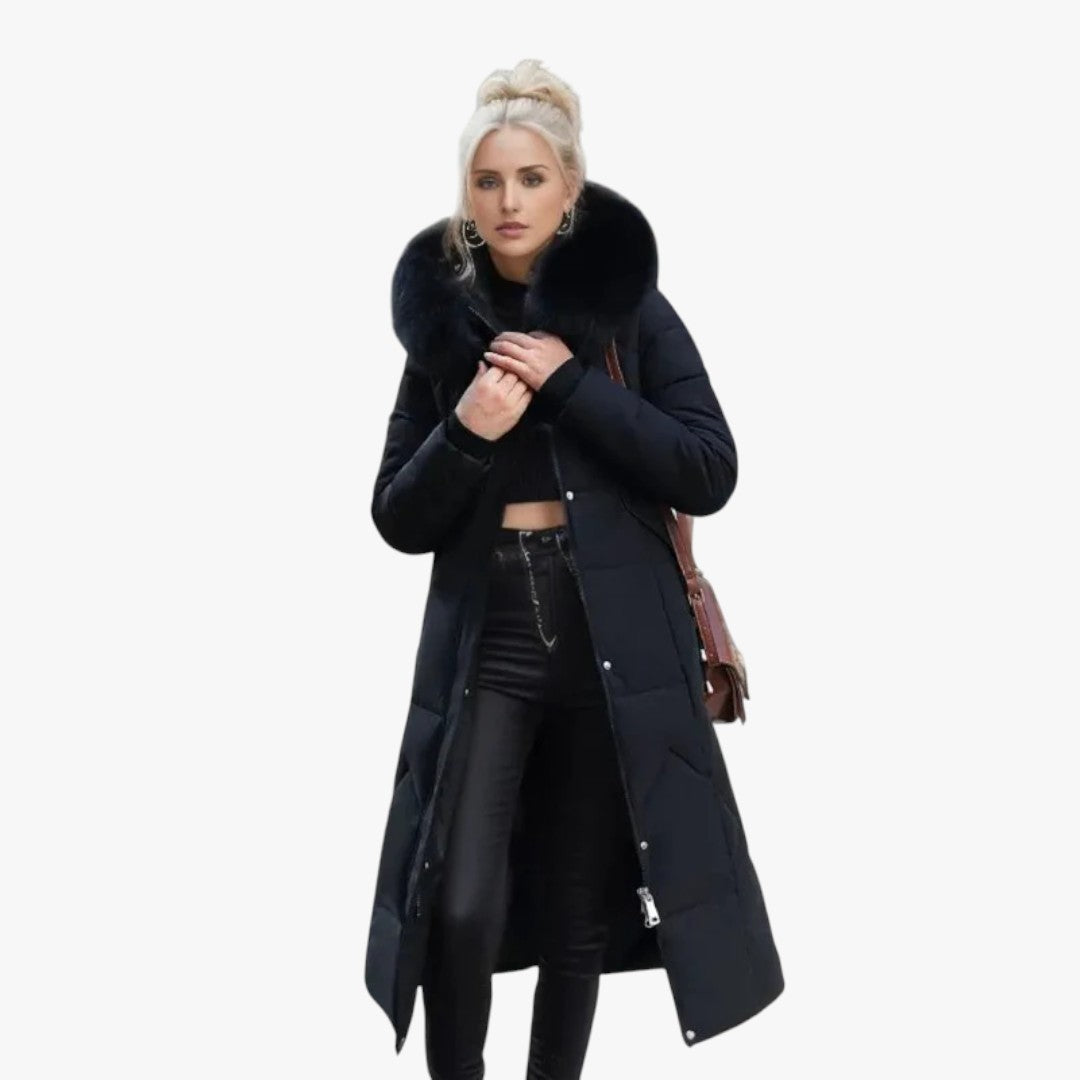 Damen-Winterdaunenjacke mit Kapuze | Mantel