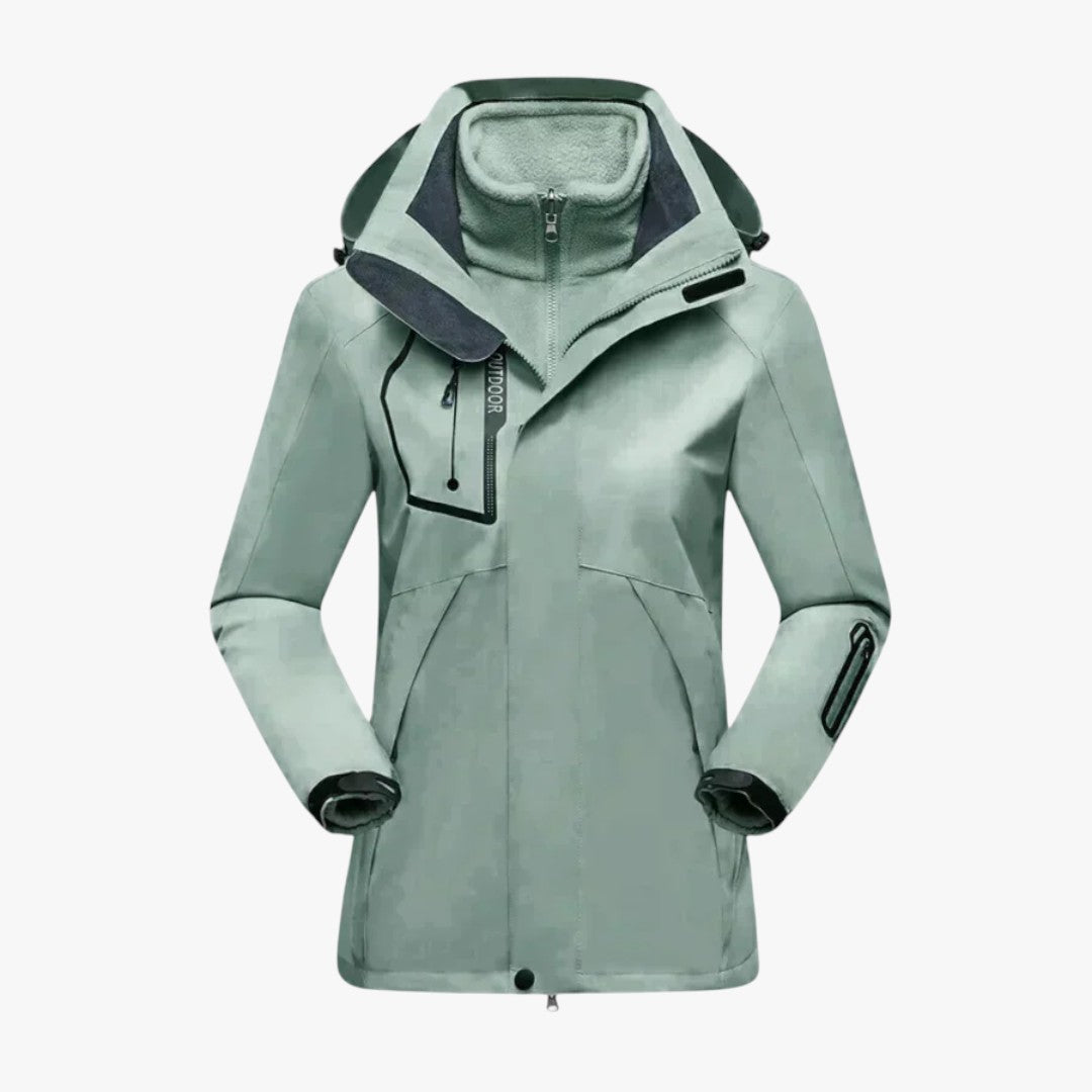 Damen Winter Skijacke mit Reißverschluss und hohem Kragen