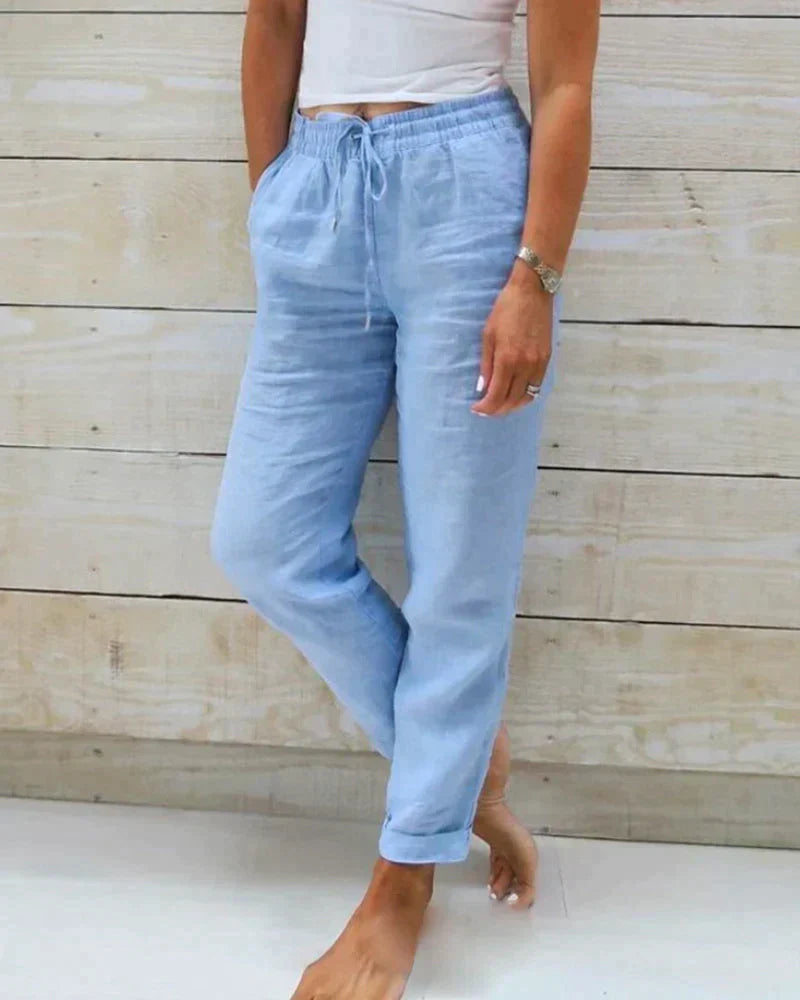Stylische und lässige Damen Leinen Hose