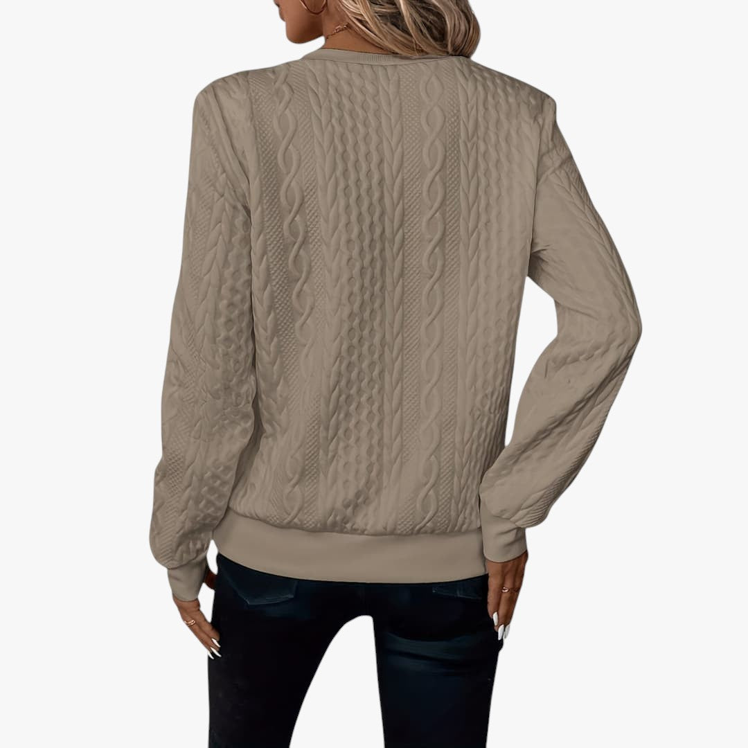 Damen Zopfmusterpullover mit Reißverschluss