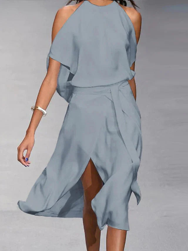 Variant image for Elegantes Midikleid Damen mit Schulterausschnitten für Hochzeiten-1