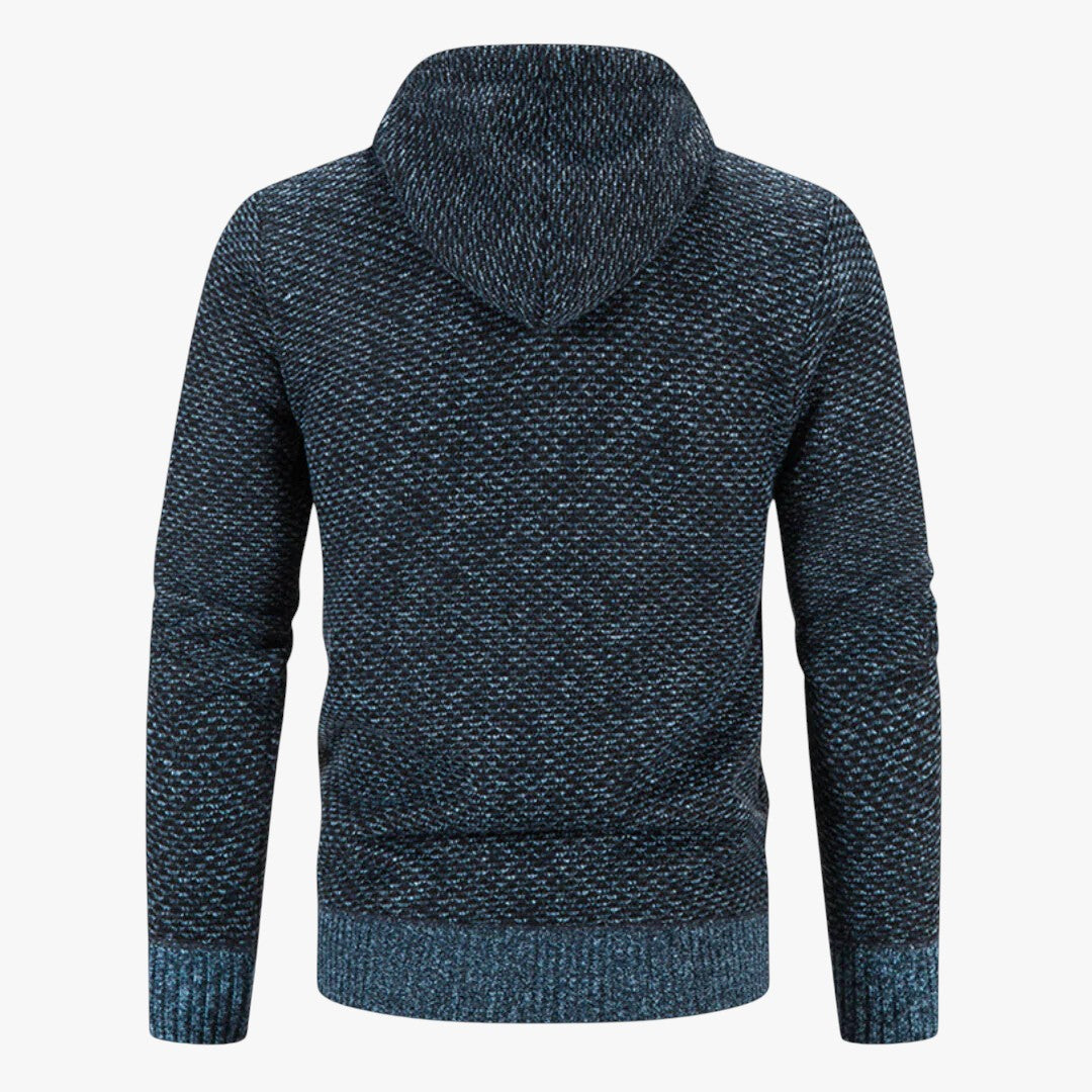 Herren Winterpullover mit Reißverschluss und Kapuze | Strickjacke