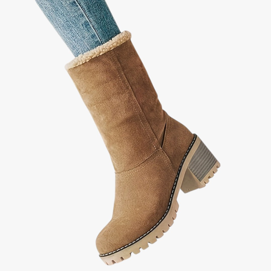 Damen Winterstiefel mit Futter und Absatz | Hohe Winterschuhe
