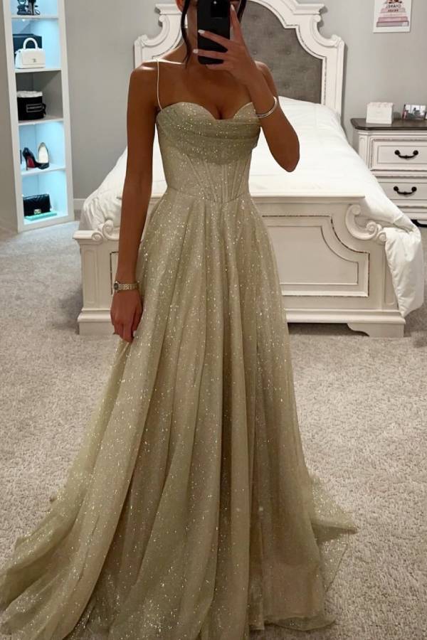 Damen Hochzeitsabendkleid mit Glitzer | Maxi