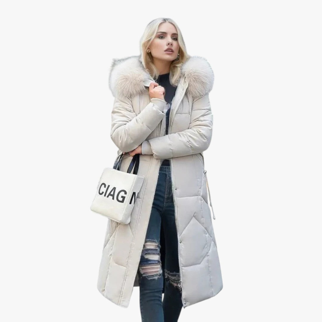 Damen-Winterdaunenjacke mit Kapuze | Mantel