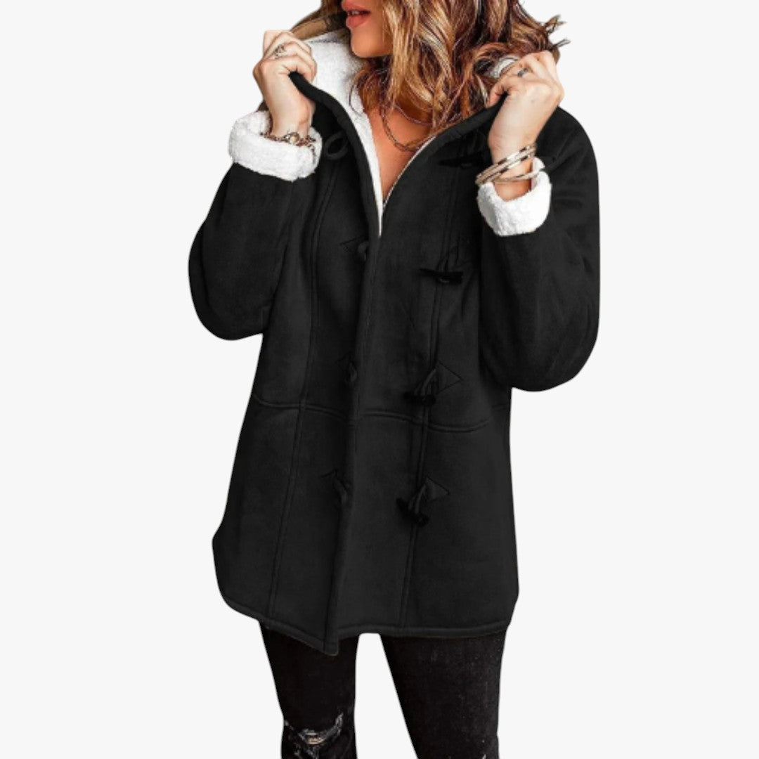 Damen Teddy Winterjacke mit Kapuze | Lang