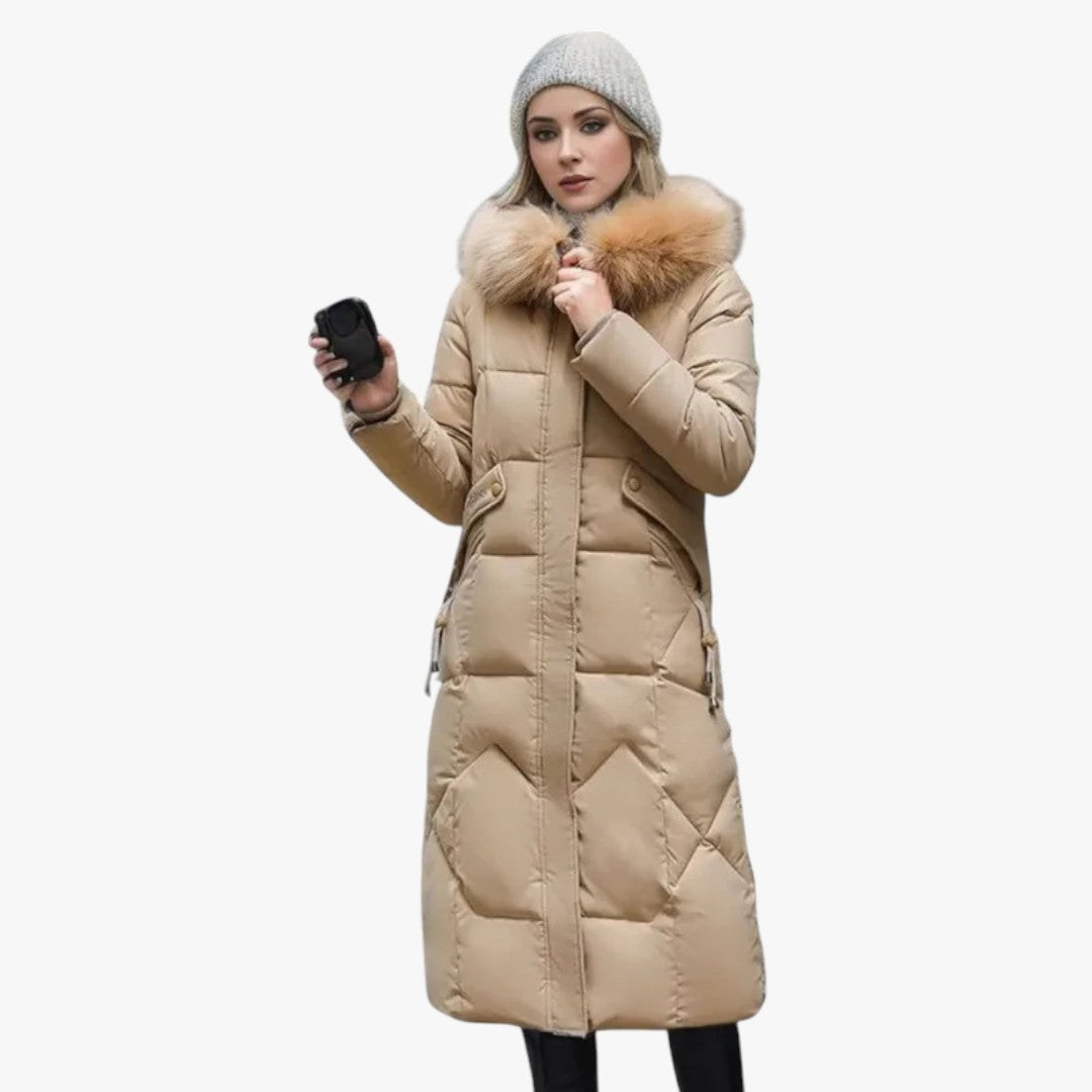 Damen-Winterdaunenjacke mit Kapuze | Mantel