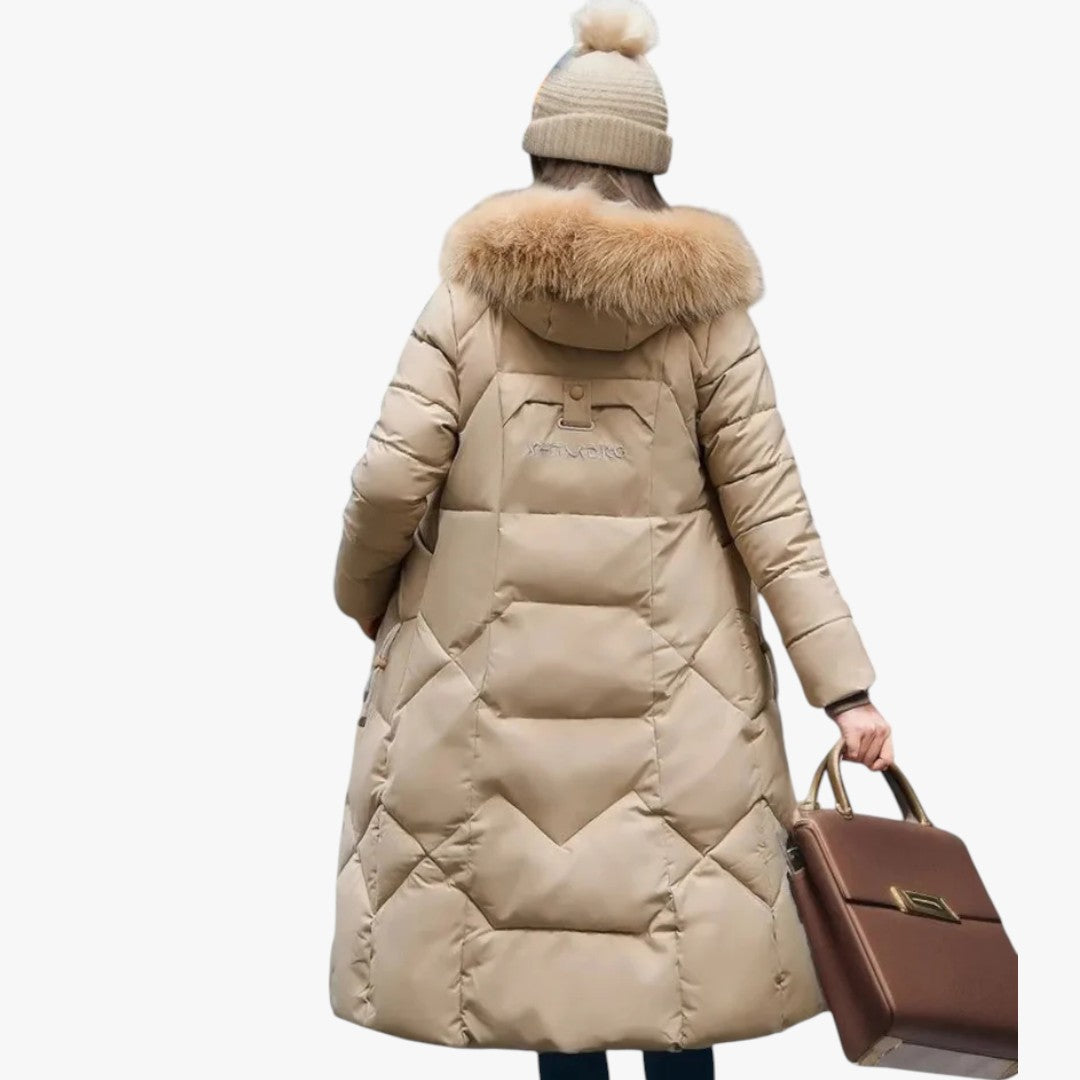 Damen-Winterdaunenjacke mit Kapuze | Mantel