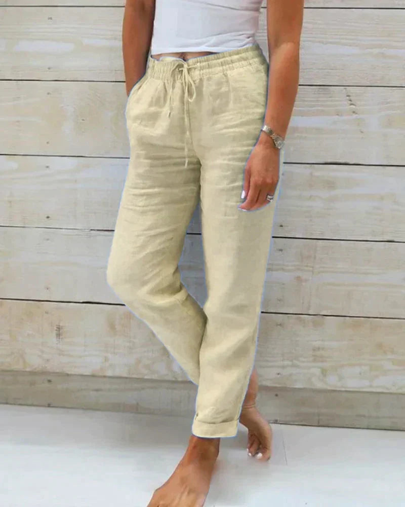 Stylische und lässige Damen Leinen Hose