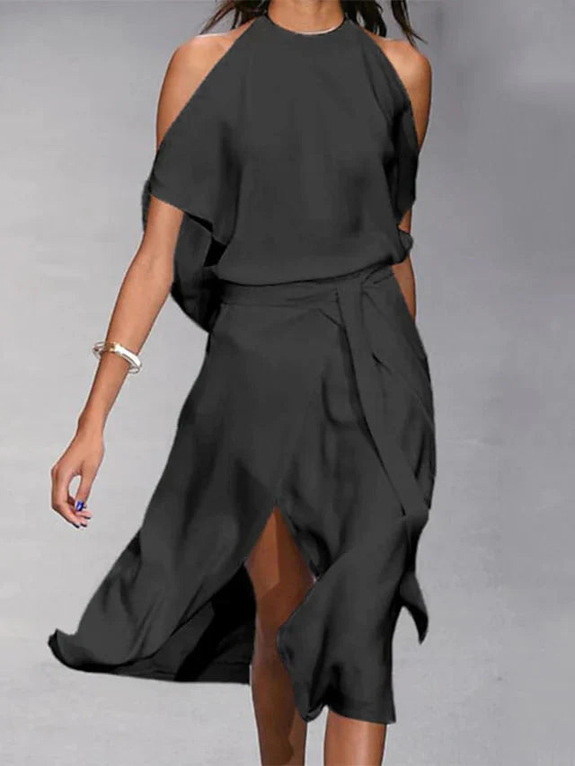 Variant image for Elegantes Midikleid Damen mit Schulterausschnitten für Hochzeiten-6