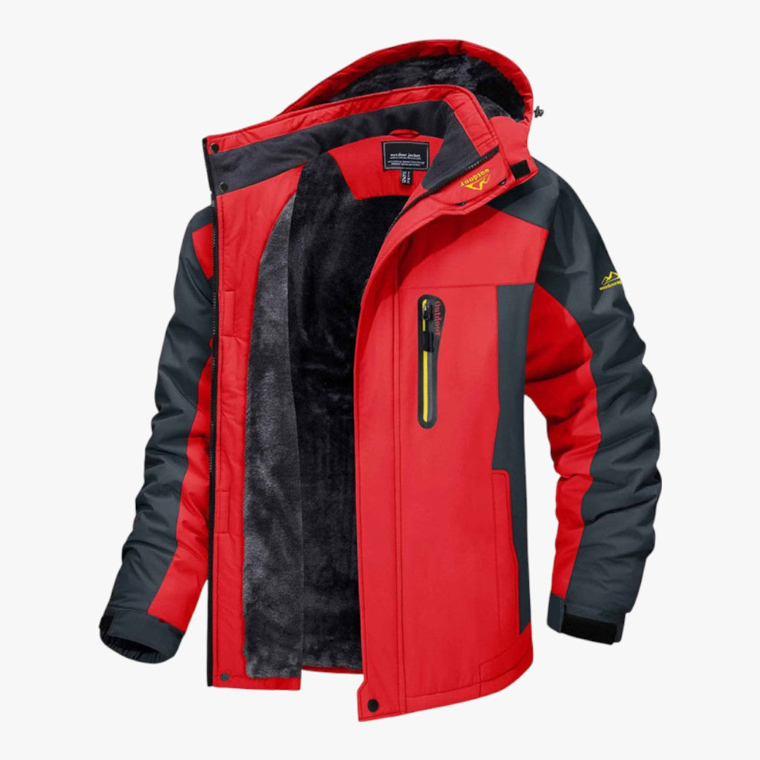 Herren Fleece Winterjacke mit Kapuze und Reißverschluss | Kurz