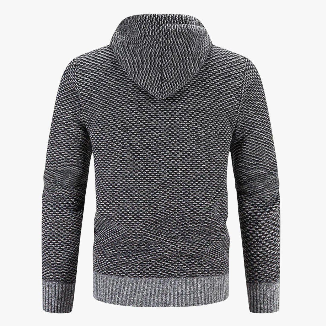 Herren Winterpullover mit Reißverschluss und Kapuze | Strickjacke