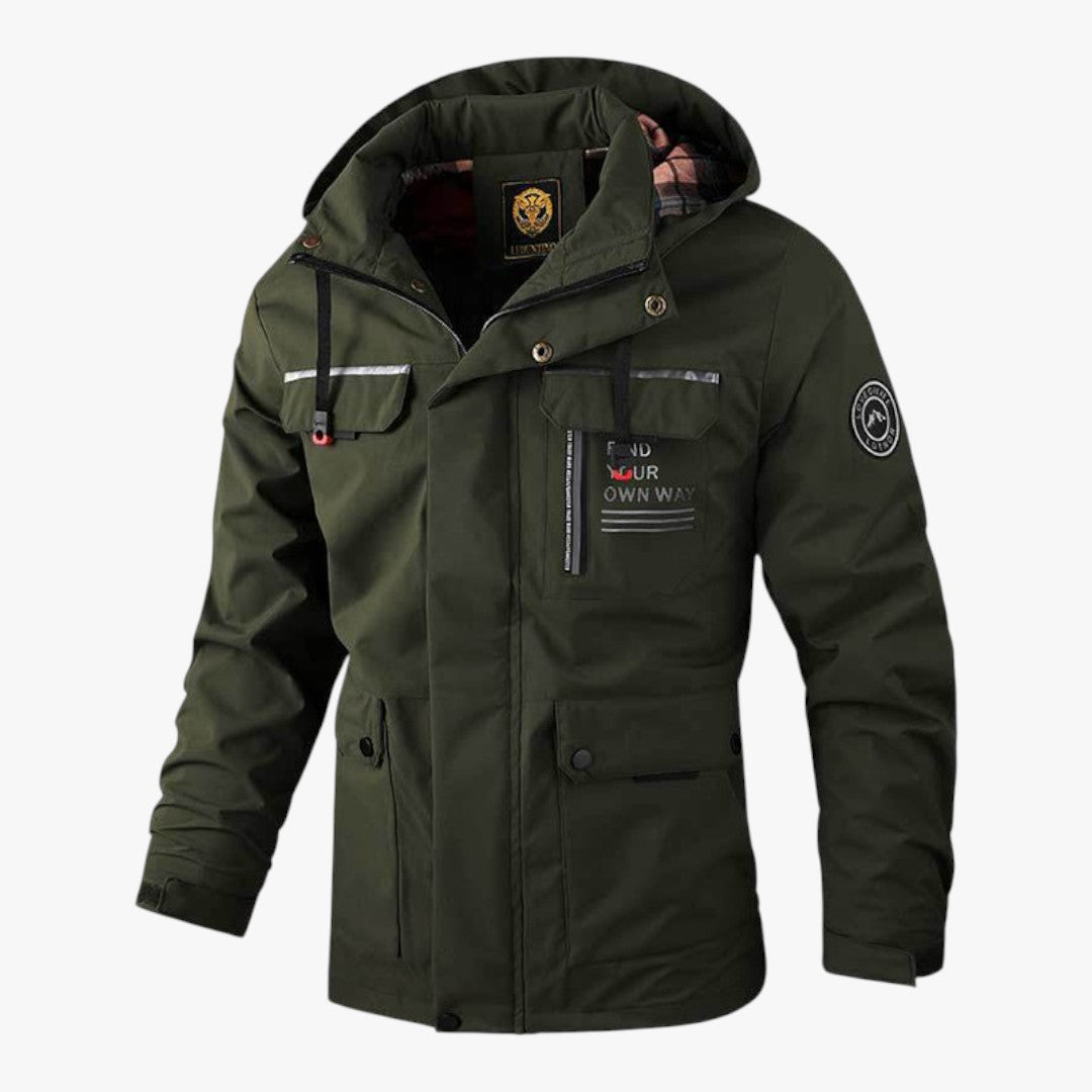 Herren Winter Skijacke mit Taschen und Kapuze | Kurz