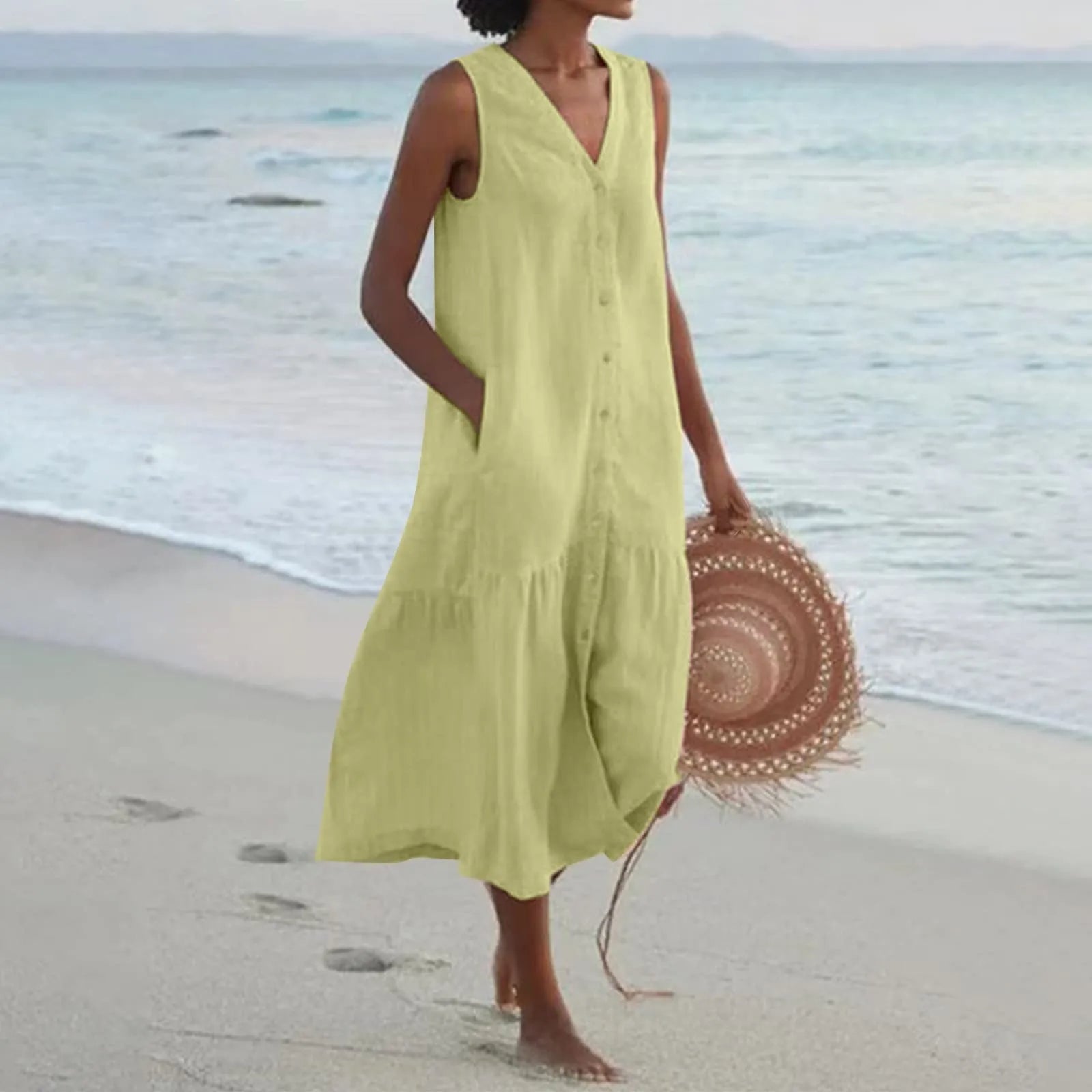 Elegantes V-Ausschnitt Damenkleid für Festliche Anlässe-4