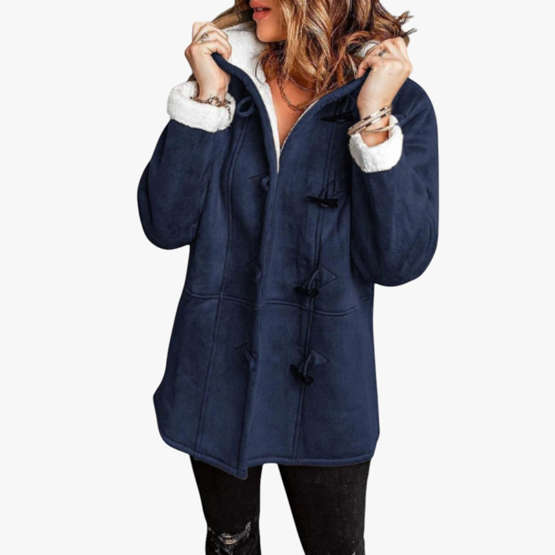 Damen Teddy Winterjacke mit Kapuze | Lang