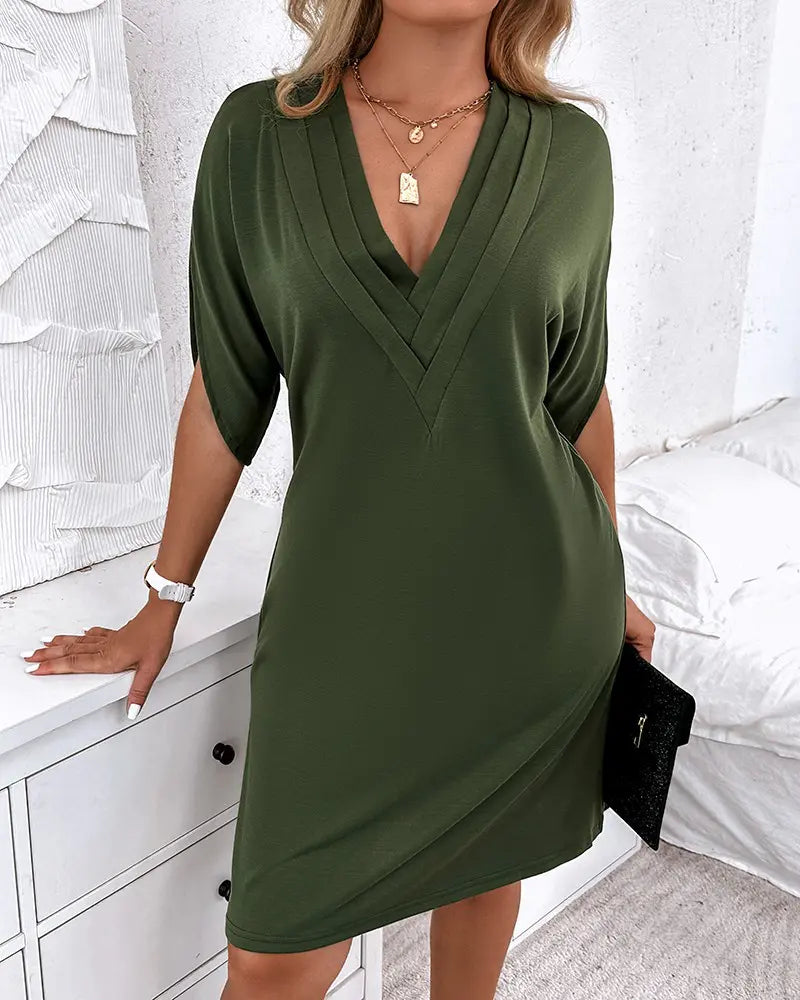 Elegantes V-Ausschnitt Damenkleid für Hochzeitsgäste & Feste-5