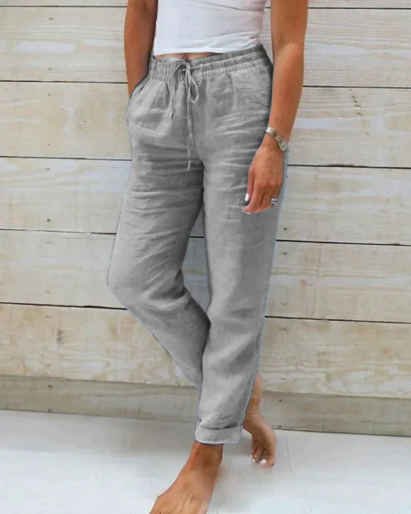 Stylische und lässige Damen Leinen Hose