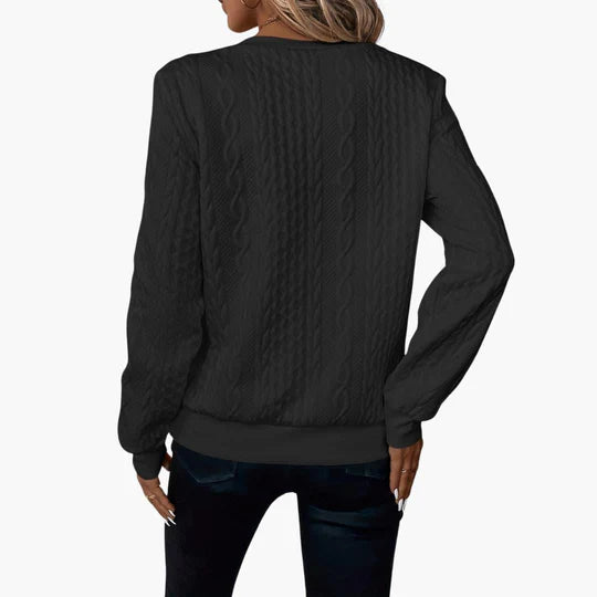 Damen Zopfmusterpullover mit Reißverschluss