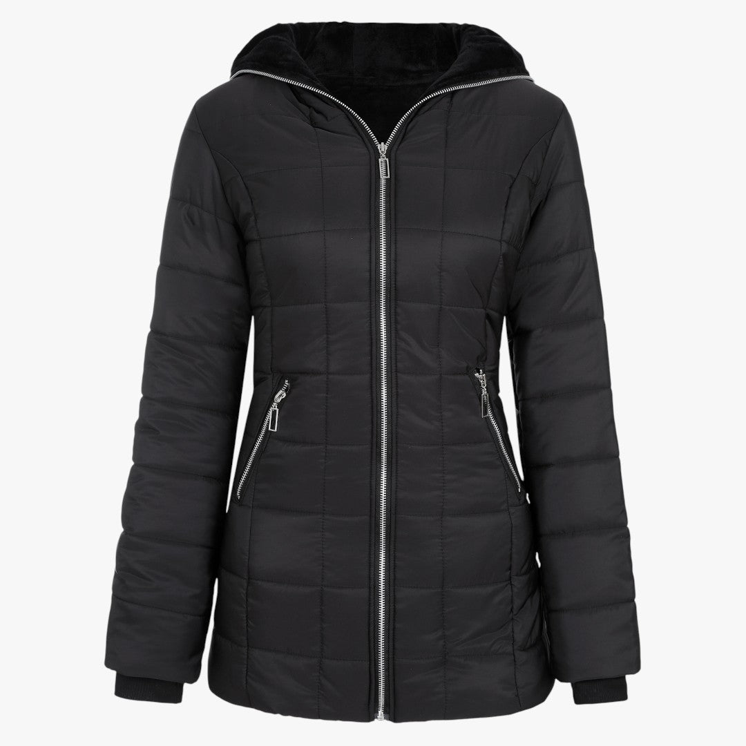 Damen Daunen Winterjacke mit Kapuze | lang
