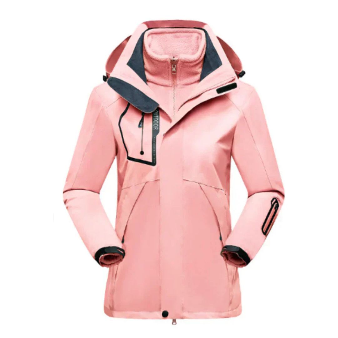 Damen Winter Skijacke mit Reißverschluss und hohem Kragen