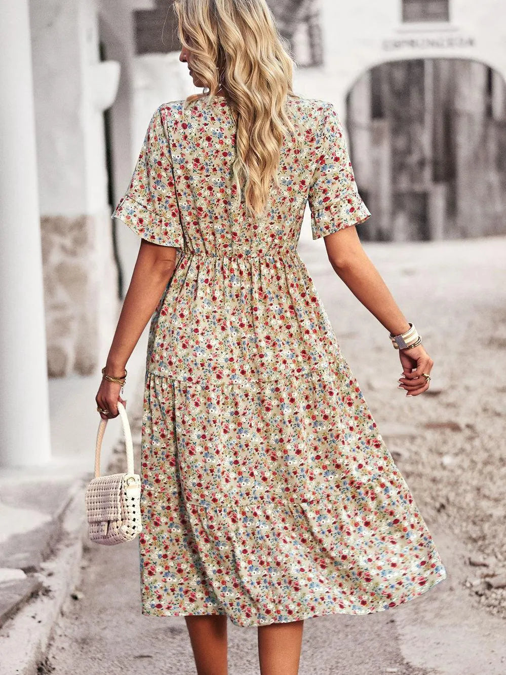 Damen luftiges Sommer Kleid Midi | Ideal im Sommer und Urlaub