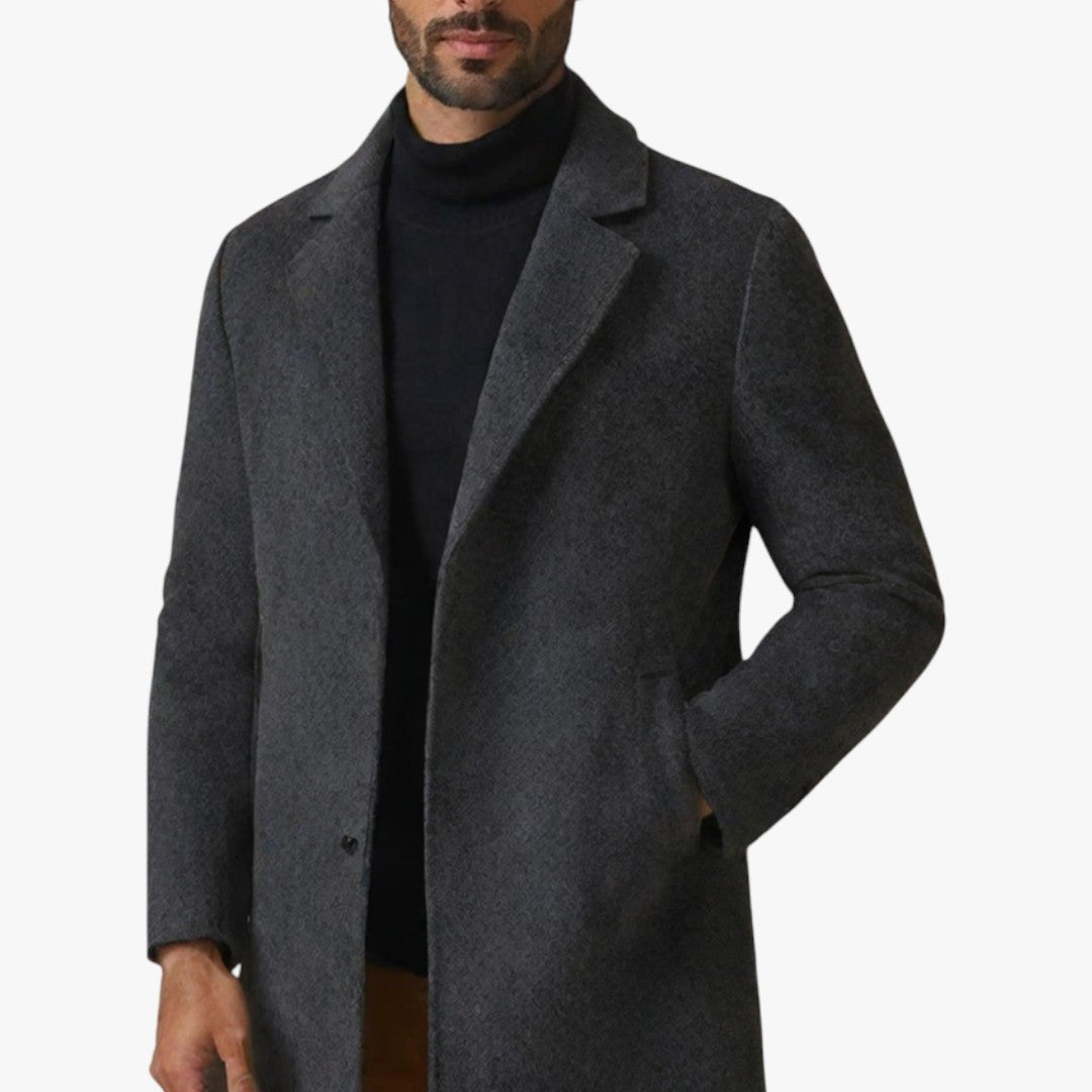 Herren Wintermantel mit Knöpfen und Taschen | Lang