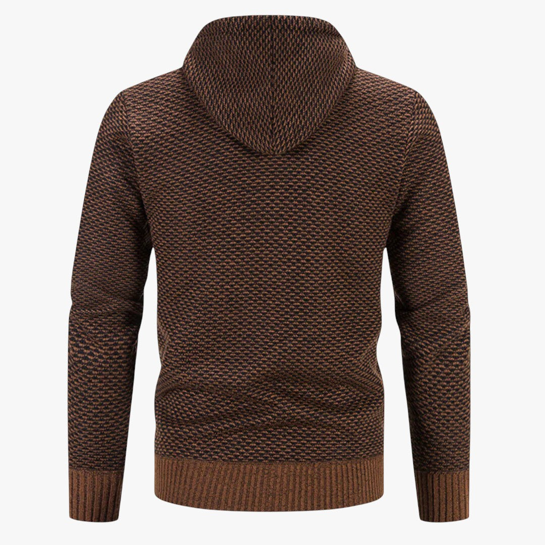 Herren Winterpullover mit Reißverschluss und Kapuze | Strickjacke